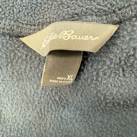 Men's Eddie Bauer  Blue and Orange Quarter-Zip Fleece Pullover - Picture 4 of 5